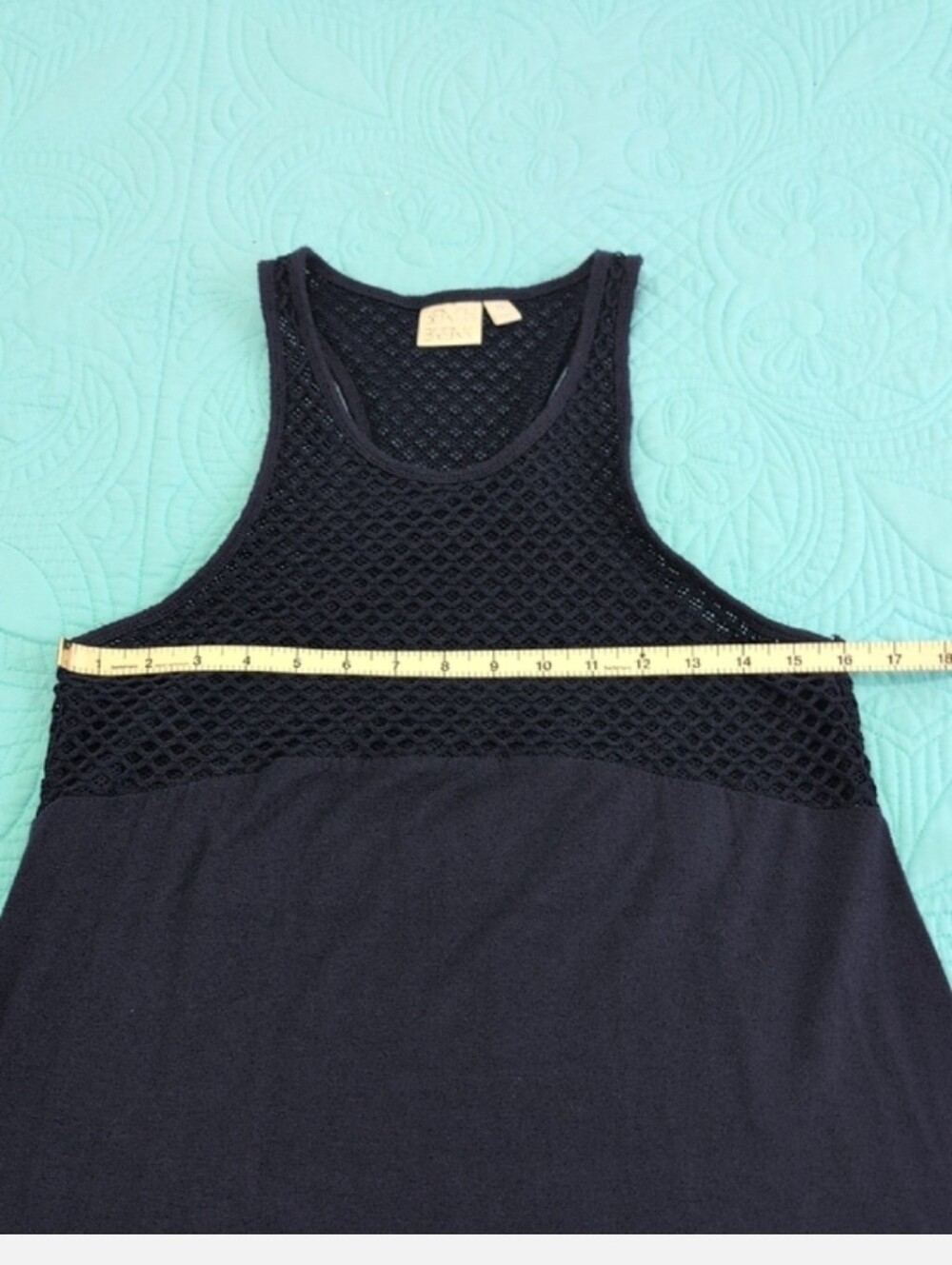 Sleeveless Blue Mesh Yoke Women's Beach Dress Coverup Medium - Picture 7 of 9